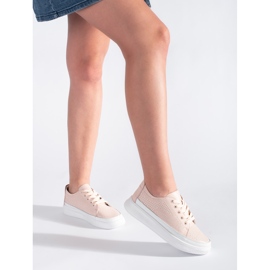 Baskets roses en cuir ajouré par Sergio Leone 2