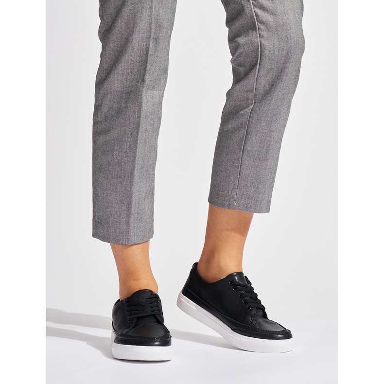 Baskets pour femmes en cuir noir de Sergio Leone le noir 1