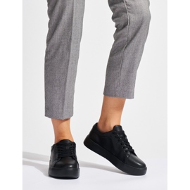 Sergio Leone Sneakers sportifs liés en cuir noir SP014 2