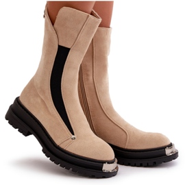 Bottines Plates Isolées En Daim Beige Palimra 9