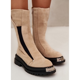 Bottines Plates Isolées En Daim Beige Palimra 4