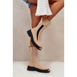 Bottines Plates Isolées En Daim Beige Palimra 5