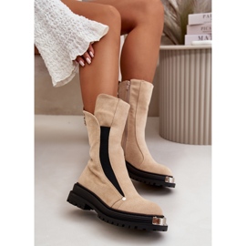 Bottines Plates Isolées En Daim Beige Palimra 8