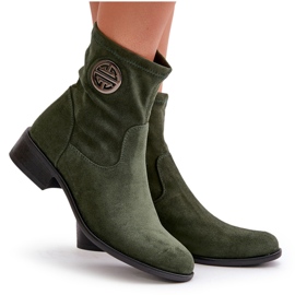 Bottines pour femmes fermées par une fermeture éclair avec un détail décoratif, Eco Daim vert Lerioria 9