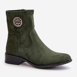 Bottines pour femmes fermées par une fermeture éclair avec un détail décoratif, Eco Daim vert Lerioria 4