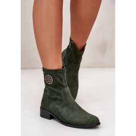 Bottines pour femmes fermées par une fermeture éclair avec un détail décoratif, Eco Daim vert Lerioria 6