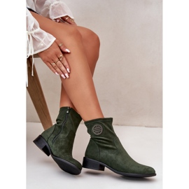Bottines pour femmes fermées par une fermeture éclair avec un détail décoratif, Eco Daim vert Lerioria 7