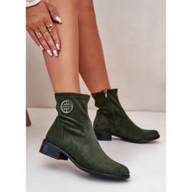 Bottines pour femmes fermées par une fermeture éclair avec un détail décoratif, Eco Daim vert Lerioria 8