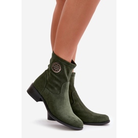 Bottines pour femmes fermées par une fermeture éclair avec un détail décoratif, Eco Daim vert Lerioria 1