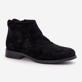 Bottines Ajourées à Talon Plat pour Femme Noir S.Barski HY42-076 le noir 4