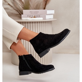 Bottines Ajourées à Talon Plat pour Femme Noir S.Barski HY42-076 le noir 7