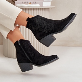 Bottes Santiags Ajourées Avec Fermeture Éclair Eco Daim Noir S.Barski HY42-944 le noir 7