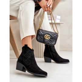 Bottes Santiags Ajourées Avec Fermeture Éclair Eco Daim Noir S.Barski HY42-944 le noir 8