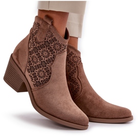 Bottes Santiags Ajourées Avec Fermeture Éclair Eco Daim Marron S.Barski HY42-944 brun 9