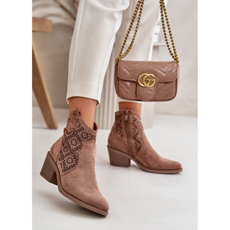 Bottes Santiags Ajourées Avec Fermeture Éclair Eco Daim Marron S.Barski HY42-944 brun 2