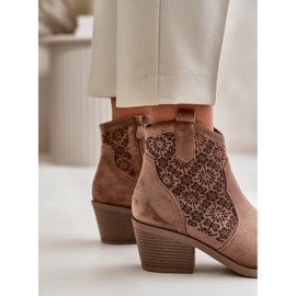 Bottes Santiags Ajourées Avec Fermeture Éclair Eco Daim Marron S.Barski HY42-944 brun 5