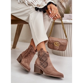 Bottes Santiags Ajourées Avec Fermeture Éclair Eco Daim Marron S.Barski HY42-944 brun 7