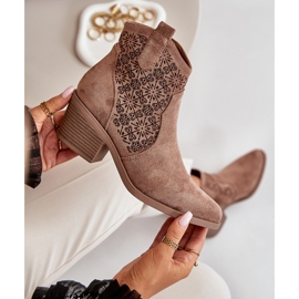 Bottes Santiags Ajourées Avec Fermeture Éclair Eco Daim Marron S.Barski HY42-944 brun 8