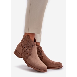 Bottines Ajourées Avec Fermeture Éclair Pour Femme Marron S.Barski HY42-081 brun 1