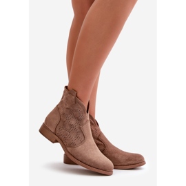 Bottines Femme Ajourées à Talon Plat Marron S.Barski HY42-151 brun 1
