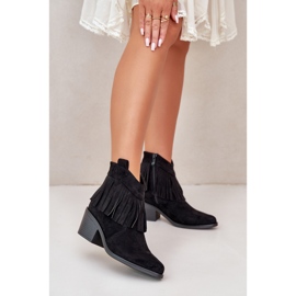Bottes de cowboy pour femmes avec fermeture éclair Eco Daim Noir S.Barski HY42-127 le noir 2