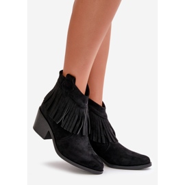 Bottes de cowboy pour femmes avec fermeture éclair Eco Daim Noir S.Barski HY42-127 1