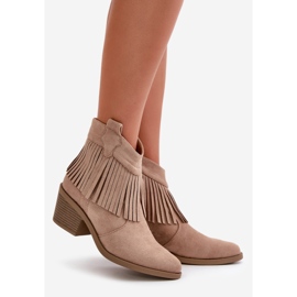 Bottes Cowboy Femme Avec Fermeture Éclair Eco Daim Beige S.Barski HY42-127 1