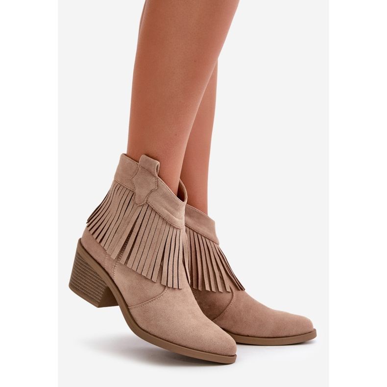 Bottes Cowboy Femme Avec Fermeture Éclair Eco Daim Beige S.Barski HY42-127 1