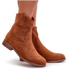 Bottines Plates Ajourées Femme Camel S.Barski HY42-135 brun 12