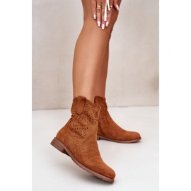 Bottines Plates Ajourées Femme Camel S.Barski HY42-135 brun 4