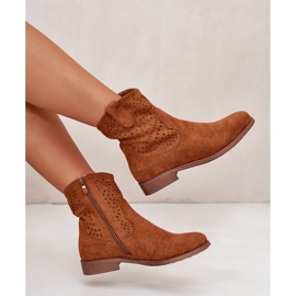 Bottines Plates Ajourées Femme Camel S.Barski HY42-135 brun 11