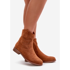 Bottines Plates Ajourées Femme Camel S.Barski HY42-135 brun 1