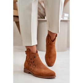 Bottines Ajourées Avec Fermeture Éclair Femme Camel S.Barski HY42-081 brun 3