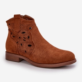 Bottines Ajourées Avec Fermeture Éclair Femme Camel S.Barski HY42-081 brun 4