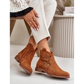 Bottines Ajourées Avec Fermeture Éclair Femme Camel S.Barski HY42-081 brun 7
