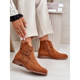 Bottines Ajourées Avec Fermeture Éclair Femme Camel S.Barski HY42-081 brun 8