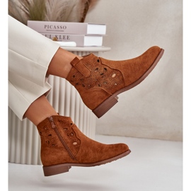 Bottines Ajourées Avec Fermeture Éclair Femme Camel S.Barski HY42-081 brun 9