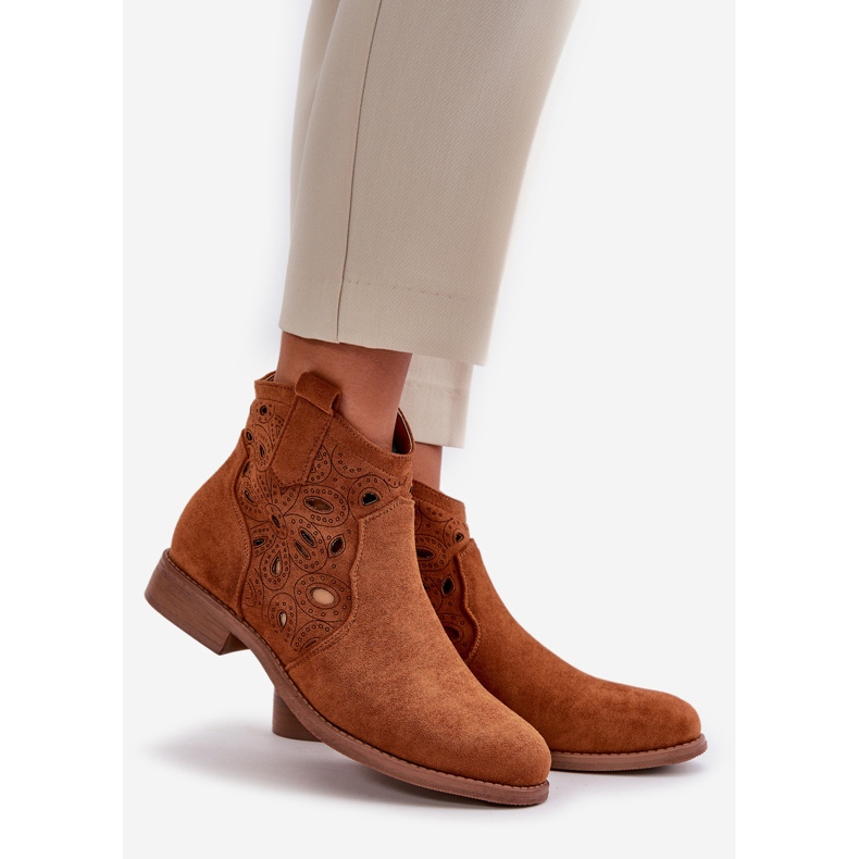 Bottines Ajourées Avec Fermeture Éclair Femme Camel S.Barski HY42-081 brun 1