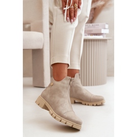 Bottines isolées pour femmes avec abrasions, cuir écologique, or Verietta d'or 2