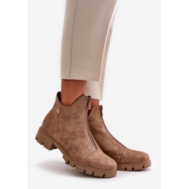 Bottines isolées pour femmes avec abrasions en cuir écologique marron et doré Verietta brun 1