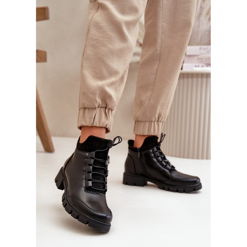 Bottes isolées basses pour femmes en cuir écologique, noir Erisabelle le noir 2