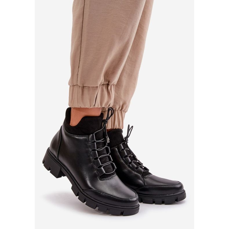 Bottes isolées basses pour femmes en cuir écologique, noir Erisabelle 1