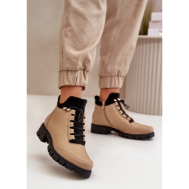 Bottes isolées basses pour femmes en cuir écologique, beige Erisabelle 2