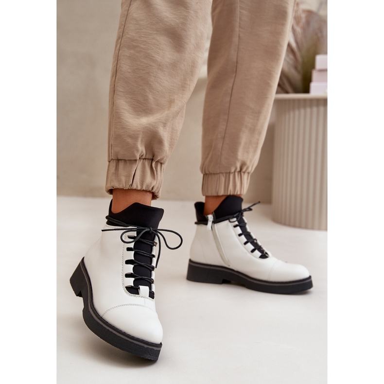 Bottes basses isolées pour femmes, Cuir écologique, Blanc blanche 2