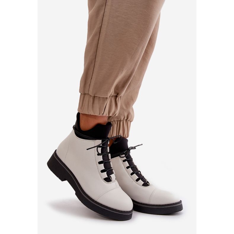 Bottes basses isolées pour femmes, Cuir écologique, Blanc blanche 1