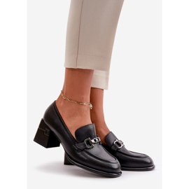 Chaussures élégantes en cuir pour femmes sur talon haut, noir Vinceza 91116 le noir 1
