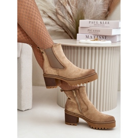 Bottes Isolées Pour Femmes Sur Talon Haut Eco Daim Beige Irissinae 2