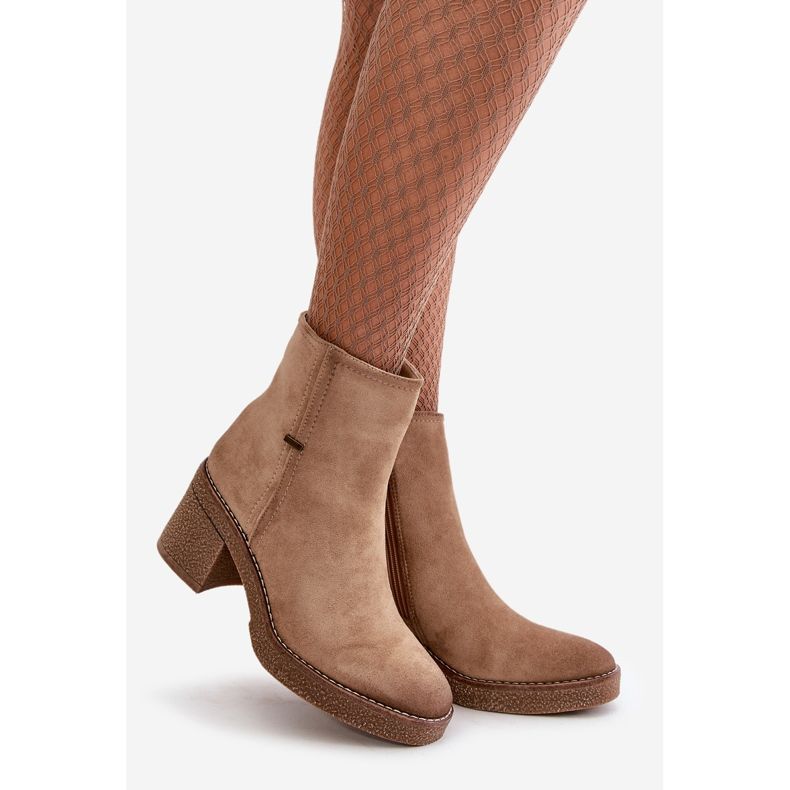 Bottes Femme À Talon Haut Isolées Eco Daim Beige Arkesia 1