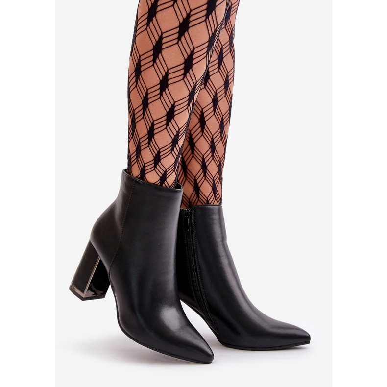 Bottines pour femmes à talon haut, fermées par une fermeture éclair, cuir écologique isolé, noir Mevair 1