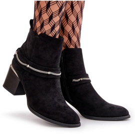 Bottines Isolées Pour Femmes Sur Un Talon Haut Avec Une Chaîne, Eco Daim Noir, Hanalen le noir 12
